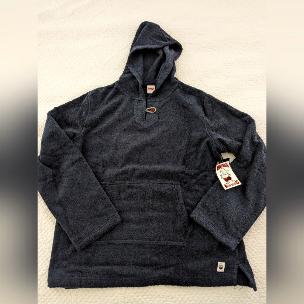 Birdwell Mens Terry Cloth Hooded Sweatshirt / Beach Poncho Large New